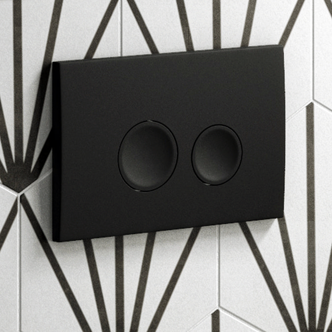 Arezzo Compact Top/Front Flush Toilet Frame with Matt Black Flush - Round Buttons
