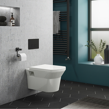 Arezzo Compact Toilet Fixing Frame with Dual Flush Cistern + Modern Toilet  Profile Large Image