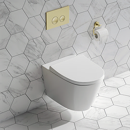 Arezzo Complete Wall Hung Toilet Set - Brushed Brass Flush