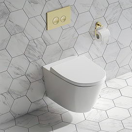 Arezzo Complete Wall Hung Toilet Set - Brushed Brass Flush