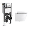 Arezzo Compact Toilet Frame with Wall Hung Toilet, Chrome Flush Plate and Hinges