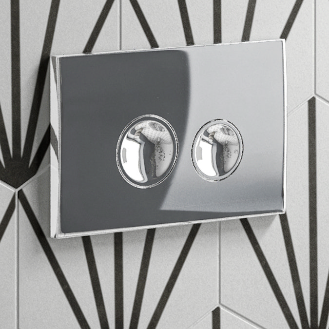 Arezzo Compact Toilet Frame with Wall Hung Toilet, Chrome Flush Plate and Hinges