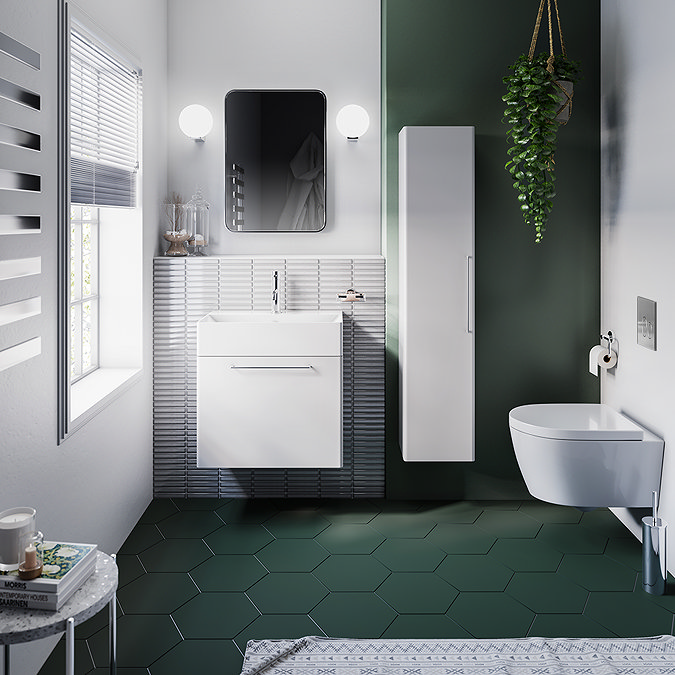 Arezzo Compact Toilet Frame with Wall Hung Toilet, Chrome Flush Plate and Hinges
