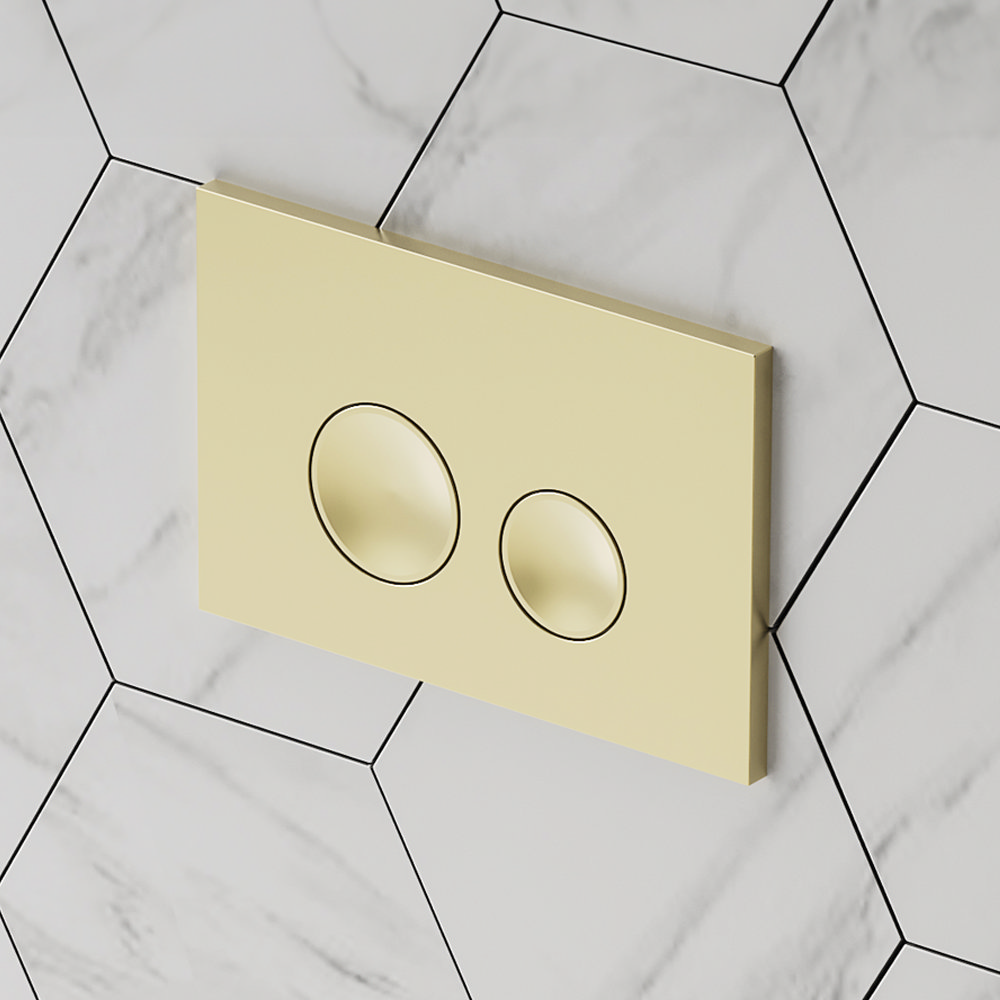 Arezzo Compact Toilet Frame with Wall Hung WC Brushed Brass Flush