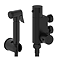 Arezzo Compact Toilet Frame with Wall Hung WC, Matt Black Flush, Hinges + Douche Kit