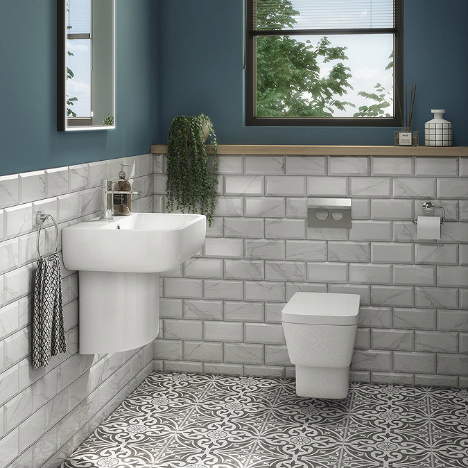 Arezzo Compact Top/Front Flush Toilet Frame with Chrome Flush - Round Buttons  Profile Large Image