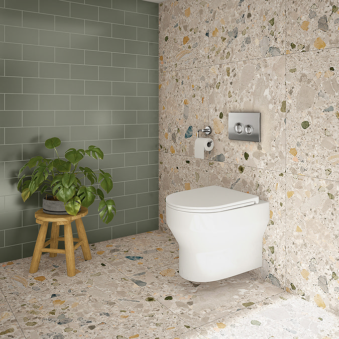 Arezzo Compact Top/Front Flush Toilet Frame with Chrome Flush - Round Buttons