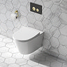 Arezzo Compact Top/Front Flush Toilet Frame with Matt Black & Brushed Brass Flush - Round Buttons