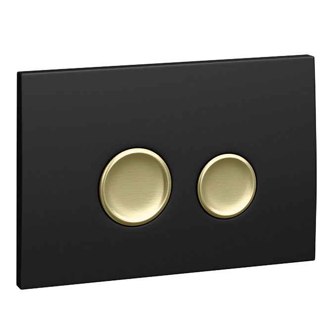 Arezzo Compact Top/Front Flush Toilet Frame with Matt Black & Brushed Brass Flush - Round Buttons