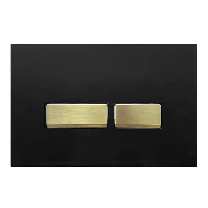 Arezzo Compact Top/Front Flush Toilet Frame with Matt Black & Brushed Brass Flush - Square Buttons