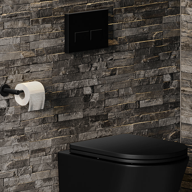 Arezzo Compact Top/Front Flush Toilet Frame with Matt Black Flush - Square Buttons