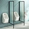 Arezzo Concealed Urinal Pack with 3 x Urinal Bowls + 2 x Matt Black Frame Glass Partitions Large Ima