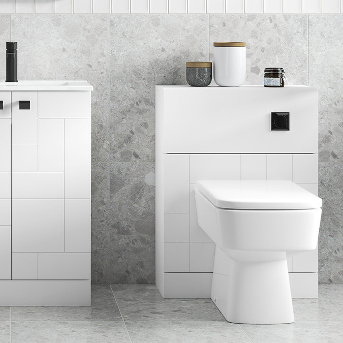 Arezzo Concealed WC Cistern inc. Matt Black Square Flush Plate  Feature Large Image