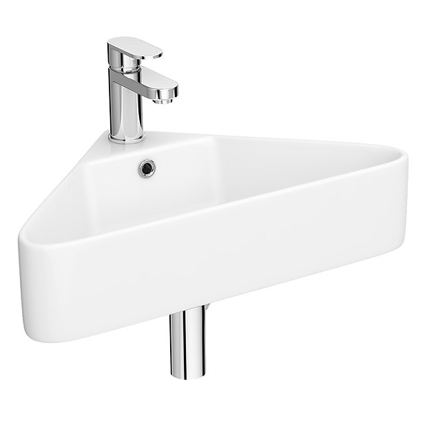 Arezzo Corner Cloakroom Basin 1TH - Gloss White  Profile Large Image