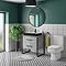 Arezzo Countertop Basin Unit - Concrete-Effect with Black Frame - 800mm inc. Gloss Black Basin Prof