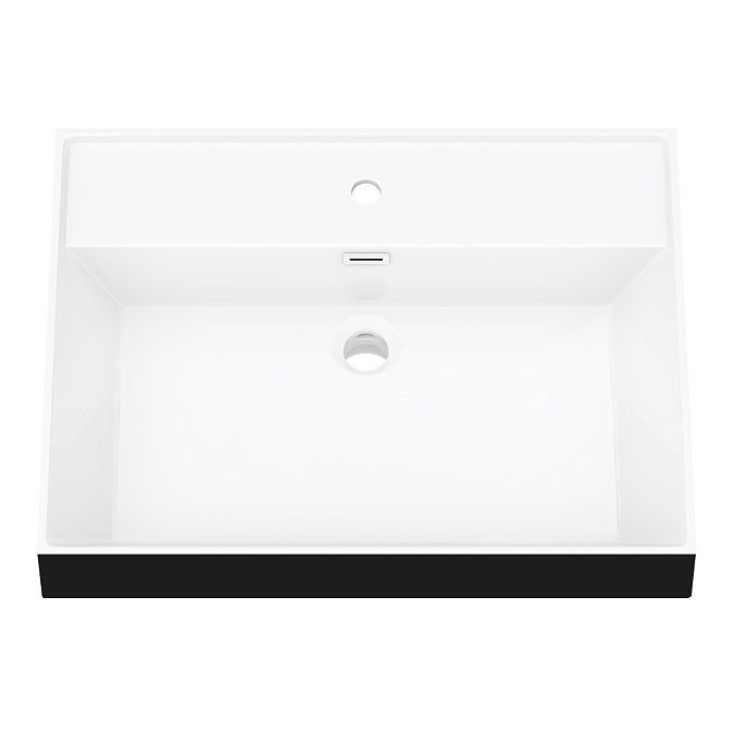 Arezzo Countertop Basin Unit - Concrete-Effect with Black Frame - 800mm inc. Gloss Black Basin  Feat