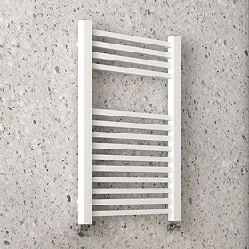 Arezzo Cube Matt White 800 x 500 Heated Towel Rail Large Image