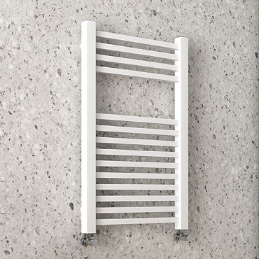 Arezzo Cube Matt White 800 x 500 Heated Towel Rail  Profile Large Image