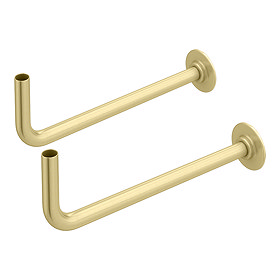 Arezzo Curved Angled Brushed Brass 15mm Pipe Kit for Radiator Valves Large Image