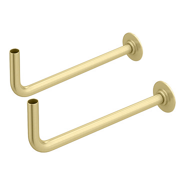 Arezzo Curved Angled Brushed Brass 15mm Pipe Kit for Radiator Valves