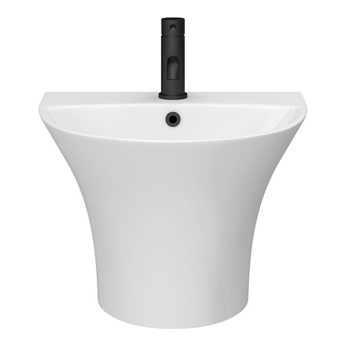 Arezzo Curved Ceramic One Piece Wall Hung Basin 1TH - 540mm Wide
