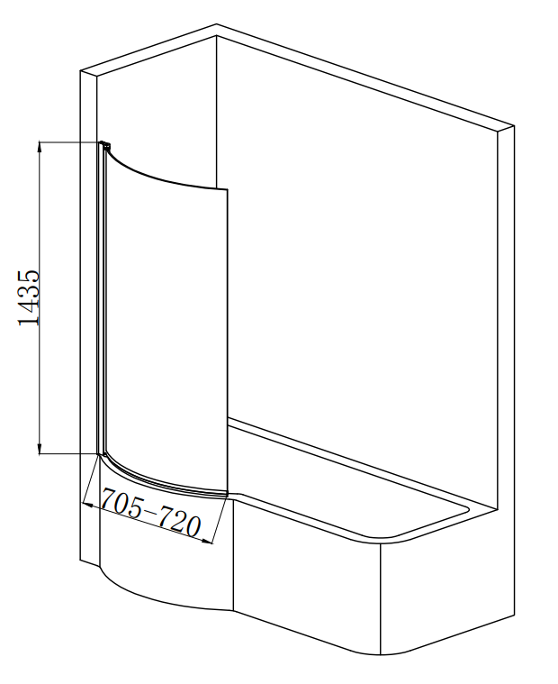 Arezzo Curved P-Shaped Bath Screen – Brushed Brass