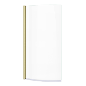 Arezzo Curved P-Shaped Bath Screen - Brushed Brass