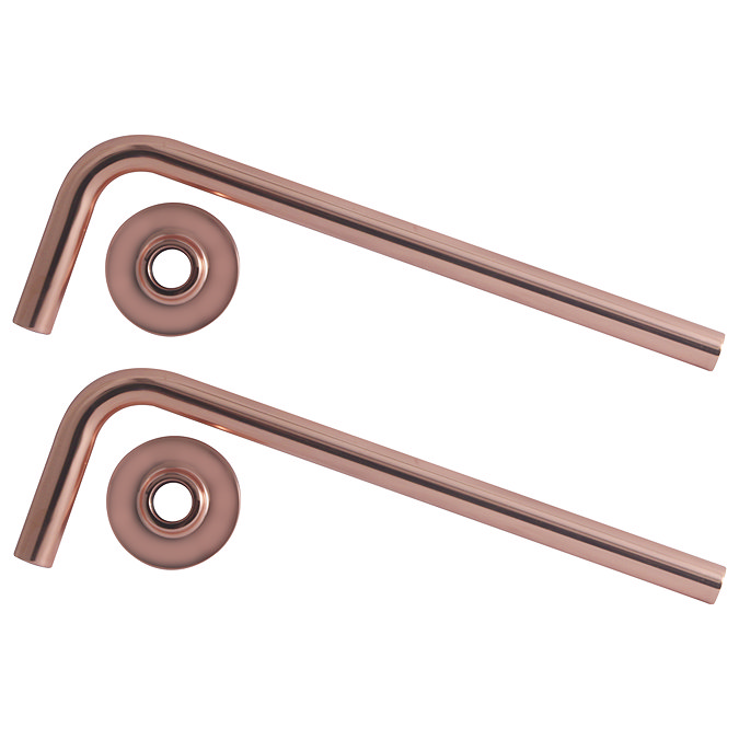 Arezzo Curved Pair Angled Rose Gold 15mm Pipe Kit for Radiator Valves