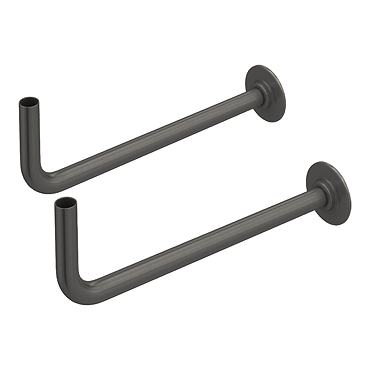 Arezzo Curved Pair Angled Satin Gunmetal Grey 15mm Pipe Kit for Radiator Valves