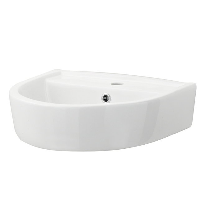 Arezzo Curved Wall Hung Cloakroom Basin (420mm Wide - Gloss White)