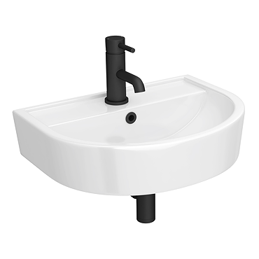 Arezzo Curved Wall Hung Cloakroom Basin (520mm Wide - Gloss White)