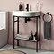 Arezzo D Shaped Curved Matt Black Washstand with Gloss White Open Shelf and Basin Large Image