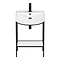 Arezzo D Shape Matt Black Washstand with Gloss White Open Shelf and Fluted Basin  Profile Large Imag