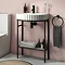 Arezzo D Shaped Matt Black Washstand with Gloss White Open Shelf and Fluted Basin Large Image