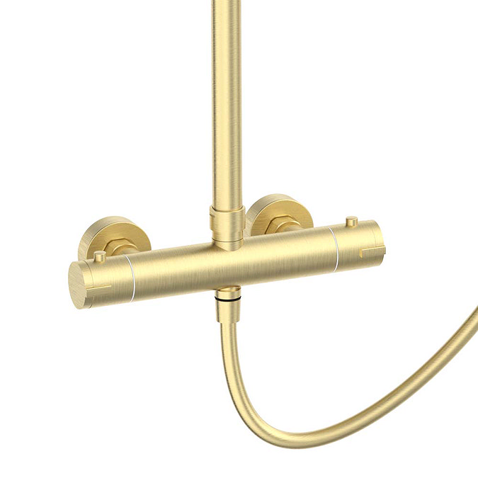 Arezzo Deluxe Cool Touch Round Thermostatic Shower (300mm Head - Brushed Brass)