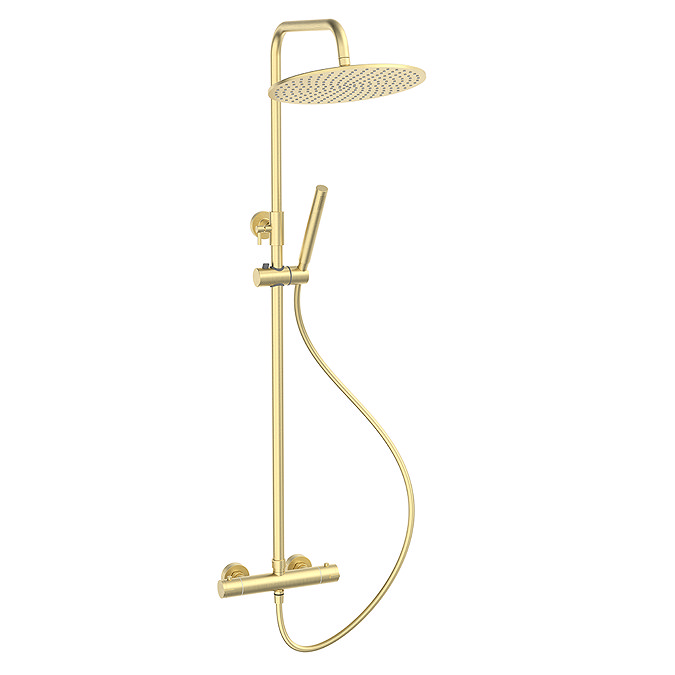 Arezzo Deluxe Cool Touch Round Thermostatic Shower (300mm Head - Brushed Brass)