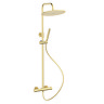 Arezzo Deluxe Cool Touch Round Thermostatic Shower (300mm Head - Brushed Brass)