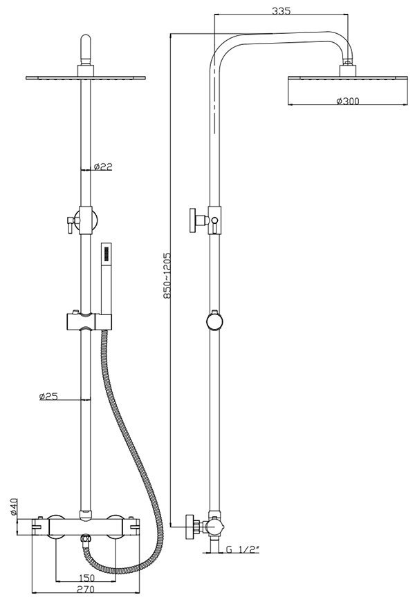 Arezzo Deluxe Cool Touch Round Thermostatic Shower (300mm Head - Twilight)