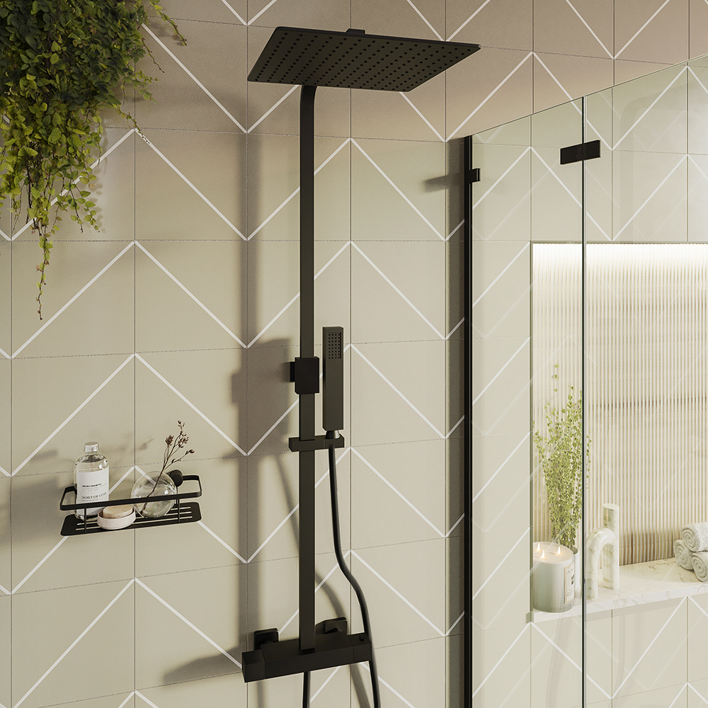 Arezzo Deluxe Cool Touch Square Thermostatic Shower 300 x 300mm