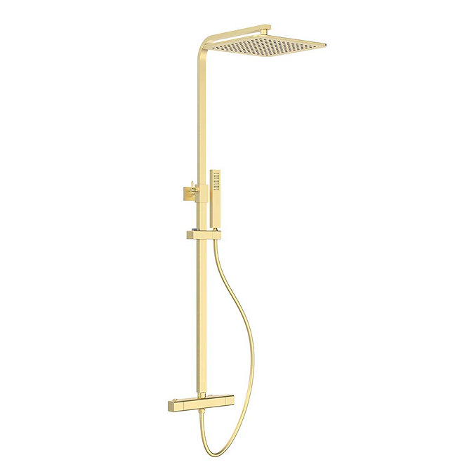 Arezzo Deluxe Cool Touch Square Thermostatic Shower (300 x 300mm Head - Brushed Brass)