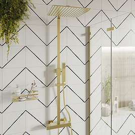 Arezzo Deluxe Cool Touch Square Thermostatic Shower (300 x 300mm Head - Brushed Brass)