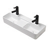 Arezzo Double Bowl Wall Mounted Basin - 810mm Wide - 1 Tap Hole per Bowl  Standard Large Image