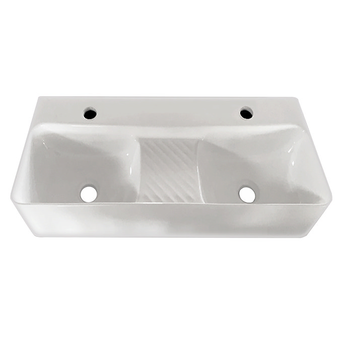 Arezzo Double Bowl Wall Mounted Basin - 810mm - 1 Tap Hole per Bowl  Profile Large Image