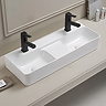 Arezzo Double Bowl Wall Mounted Basin - 810mm - 1 Tap Hole per Bowl  Feature Large Image