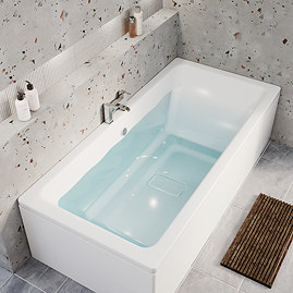 Arezzo Double Ended Bath with Hidden Waste Cover - Gloss White