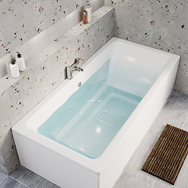Arezzo Double Ended Bath with Hidden Waste Cover - Gloss White