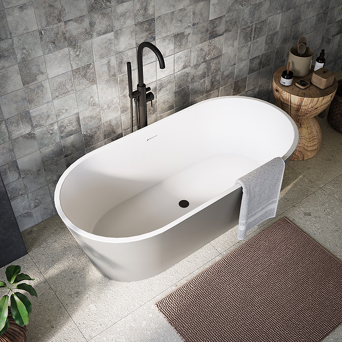 Arezzo Double Ended Freestanding Bath Silver Effect Finish (1700 x 800mm) with Waste