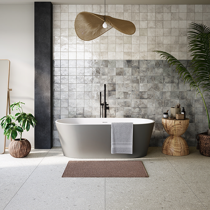 Arezzo Double Ended Freestanding Bath Silver Effect Finish (1700 x 800mm) with Waste