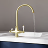 Arezzo Dual-Lever Traditional Kitchen Tap Brushed Brass
