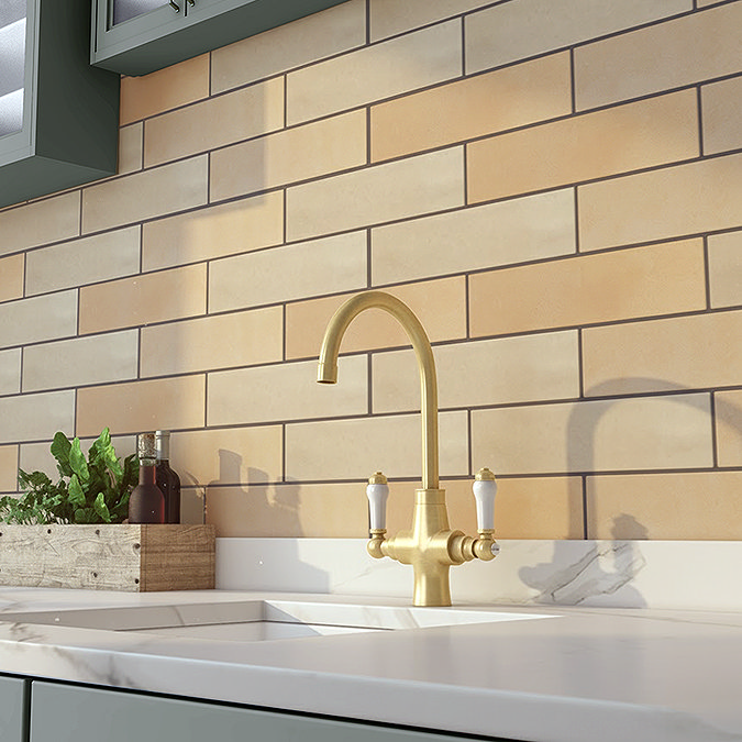 Arezzo Dual-Lever Traditional Kitchen Tap Brushed Brass